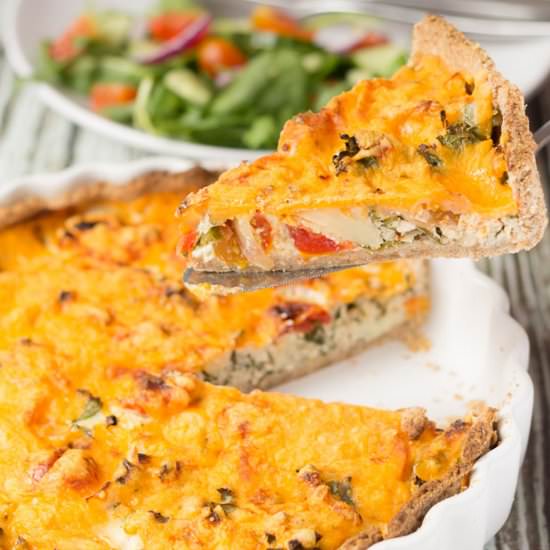 Cheesy Tomato And Kale Quiche