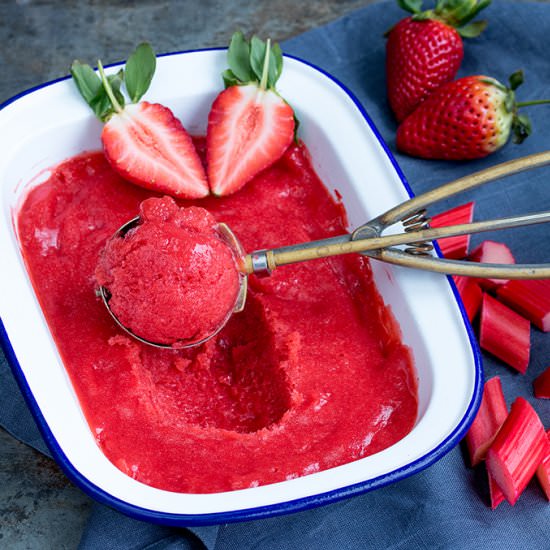 Easy Strawberry Rhubarb Sorbet
