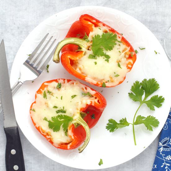Spicy Hummus Veggie Stuffed Peppers