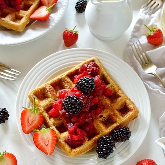 Cinnamon Waffles With Fruit Compote