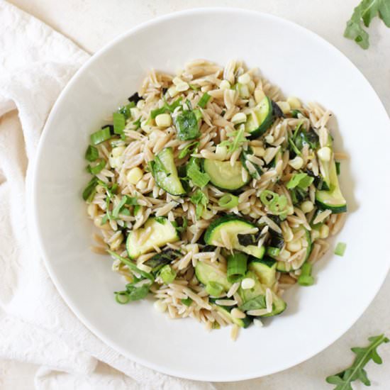 zucchini corn orzo salad