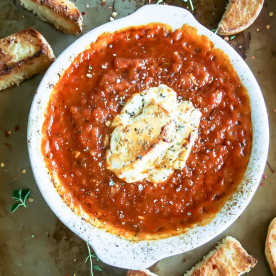 Baked Goat Cheese in Tomato Sauce
