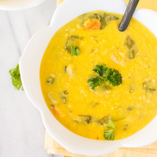Creamy Red Lentil Lemon Soup