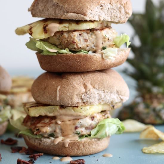 Pineapple Bacon Chicken Burgers