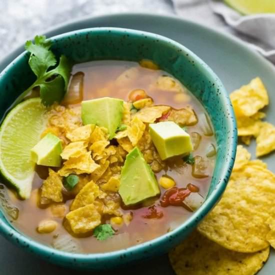Slow Cooker Chickpea Tortilla Soup