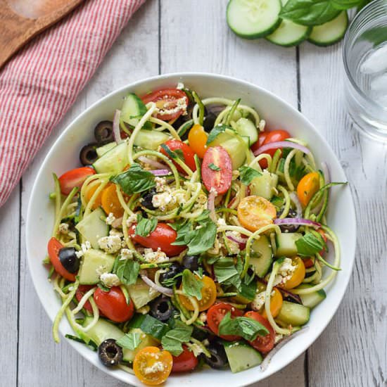Greek Zucchini Noodle Salad