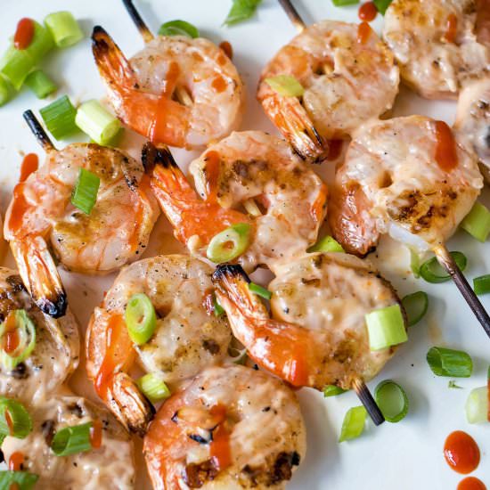 Grilled Bang Bang Shrimp Skewers