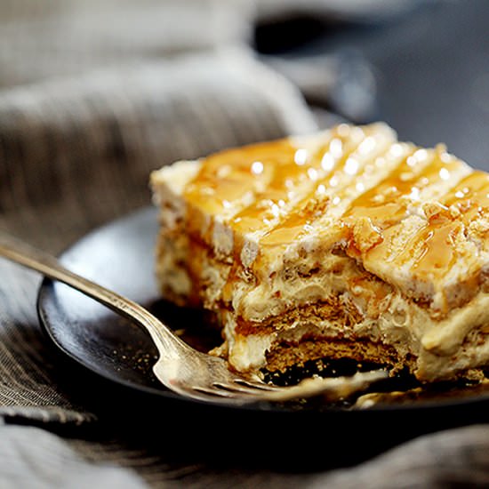 No Bake Caramel Macchiato Cake