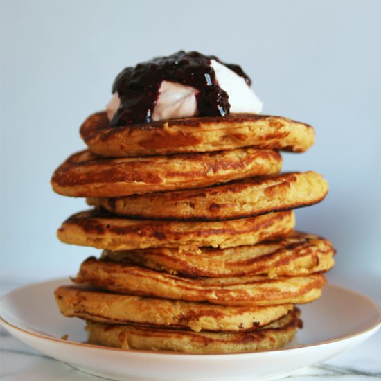Orange Pancakes with Berry Compote