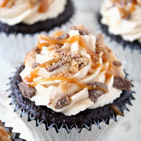coffee toffee caramel cupcakes