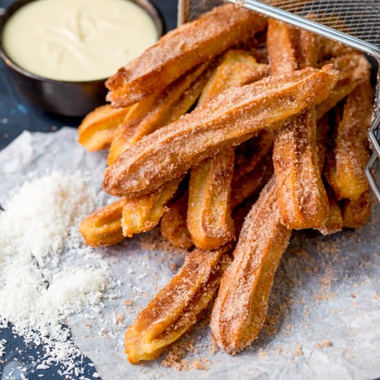 Baked Churros + White Choc/Coconut