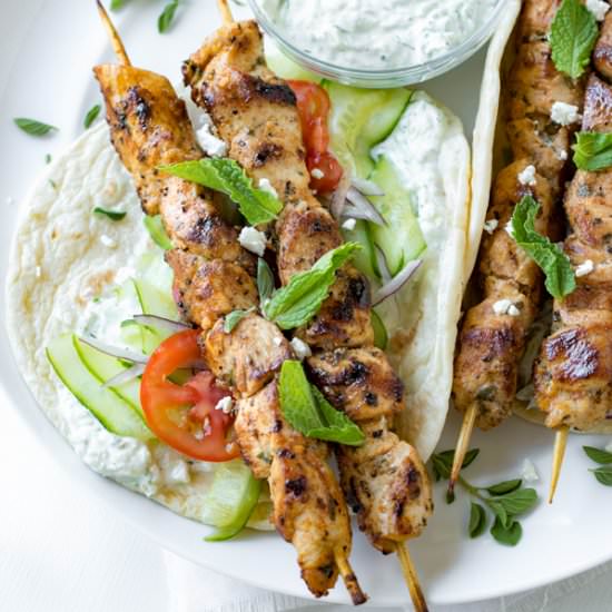 Chicken Kebab Wraps with Tzatziki