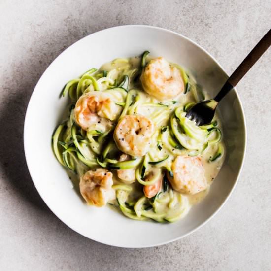 Shrimp Alfredo Zoodles