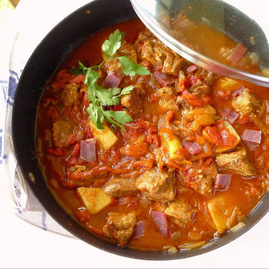 Lamb Stew with Grilled Peppers