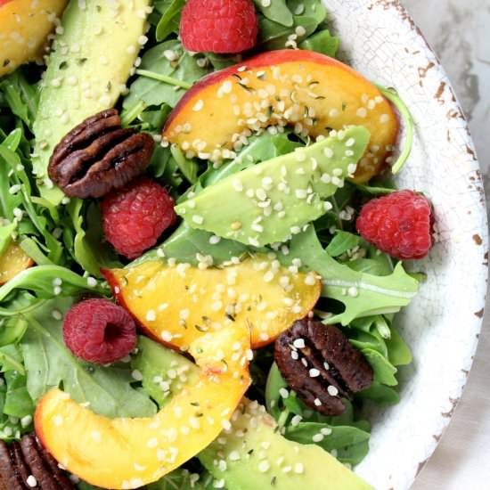 Healthy Summer Peach Arugula Salad