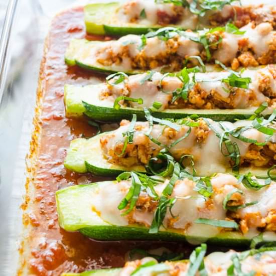 Chicken Parm Zucchini Boats