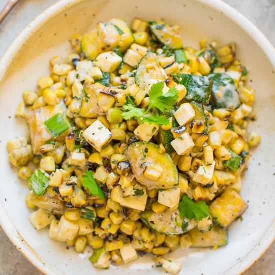 Creamy Grilled Corn Zucchini Salad
