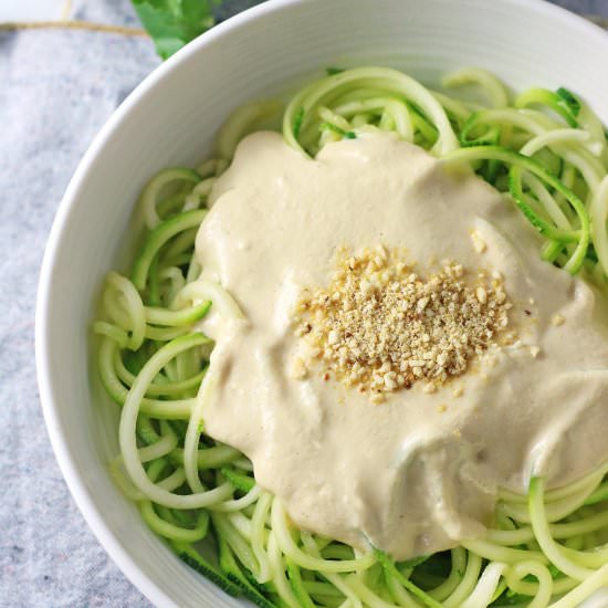 Vegan Zucchini Pasta Alfredo