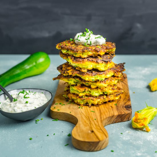 Cheesy Zucchini Corn Fritters