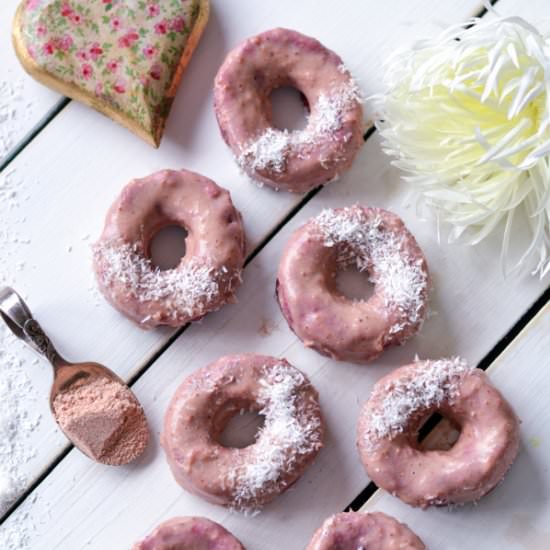 No bake Strawberry Protein Donuts