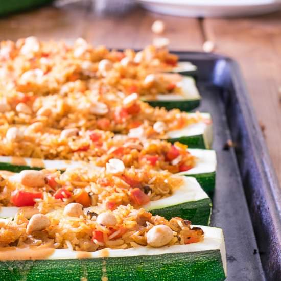 Red Thai Curry Zucchini Boats