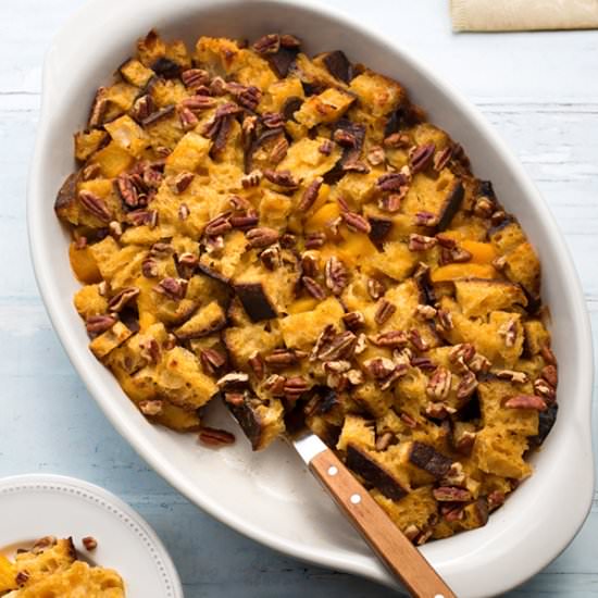 Vegan Southern Peach Bread Pudding