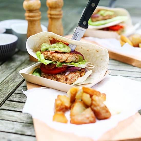 Big BBQ Chicken Wrap Burgers