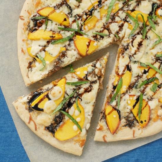 Peach Basil Balsamic Pizza