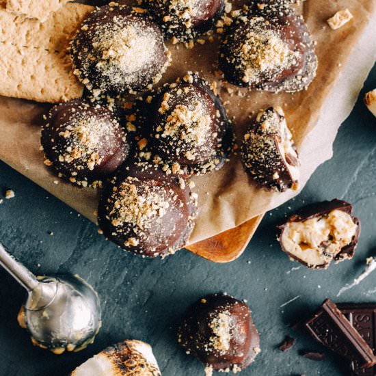 Dipped PB S’more Ice Cream Bites