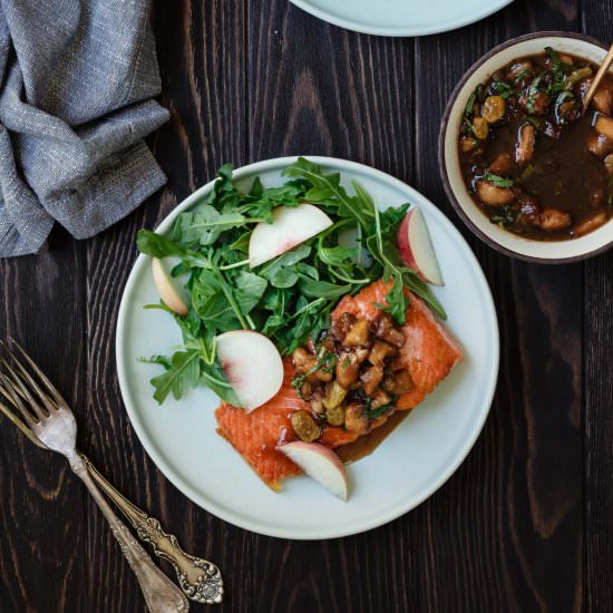 Salmon with Peach Basil Chutney