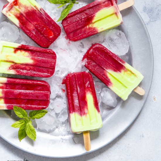RASPBERRY MATCHA POPSICLES