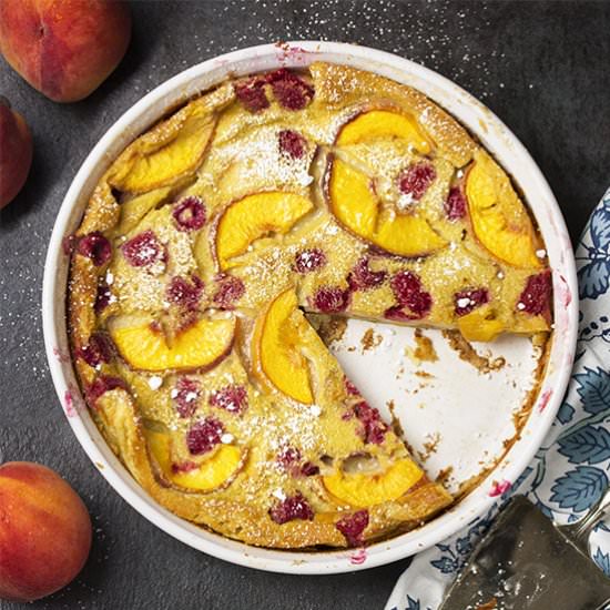 Raspberry Peach Clafoutis