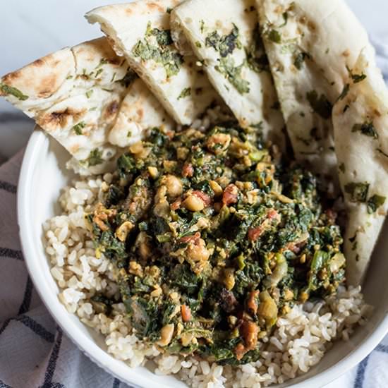 Spinach Masala w/Organic Brown Rice