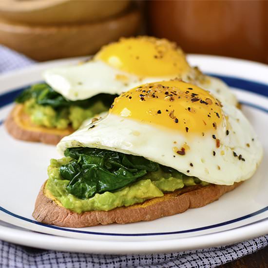 Avocado, Egg and Spinach Sweet Pota
