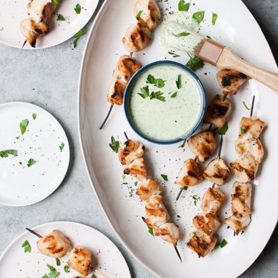 Feta Brined Chicken Kabobs