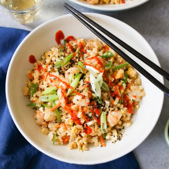 Cauliflower Fried “Rice” w/ Shrimp