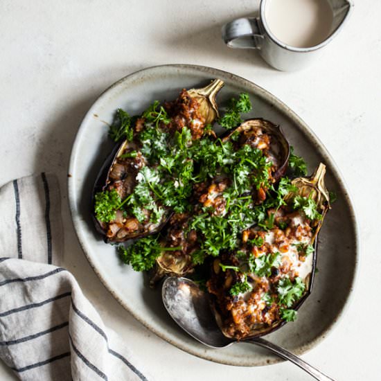Bulgur Stuffed Tamarind Eggplants