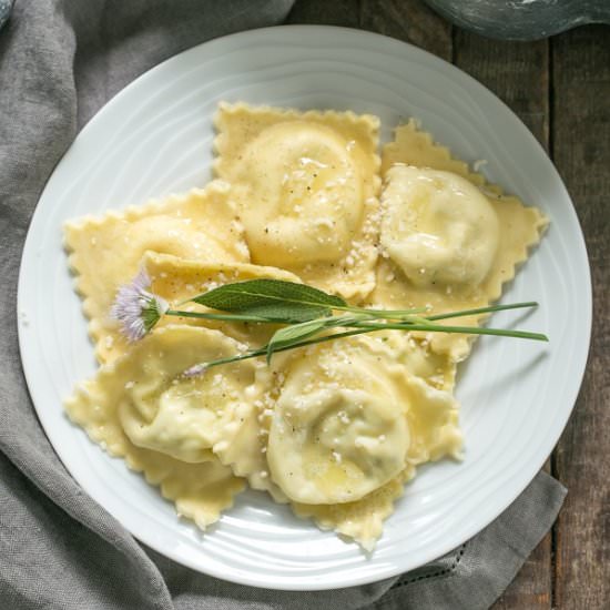 Mozzarella, Basil, and Parmesan Ravioli