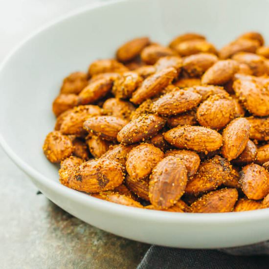 Spicy Smoky Garlic Almonds