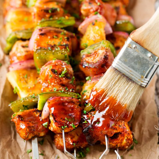 Grilled BBQ Chicken Kabobs