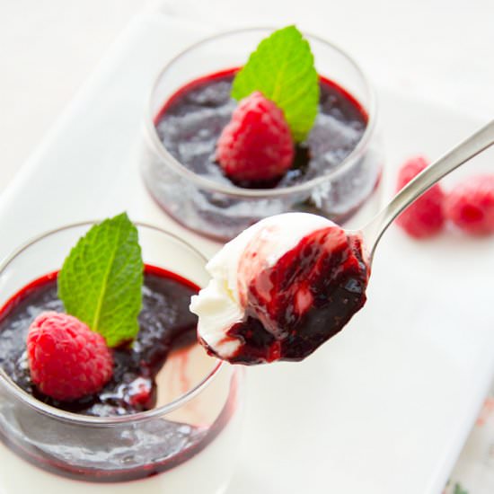Raspberry Panna Cotta with Balsamic Sauce