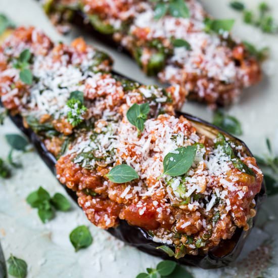30 Min Eggplant & Tomato Quinoa