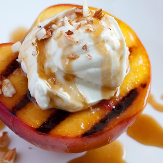 Grilled Peaches w/ Mascarpone Cream