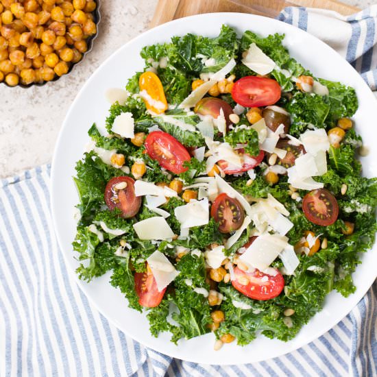 Kale Ceasar Salad w/ Chickpeas