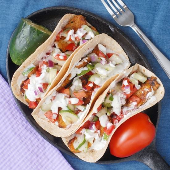 Cucumber Salsa and Tempeh Gyro Taco