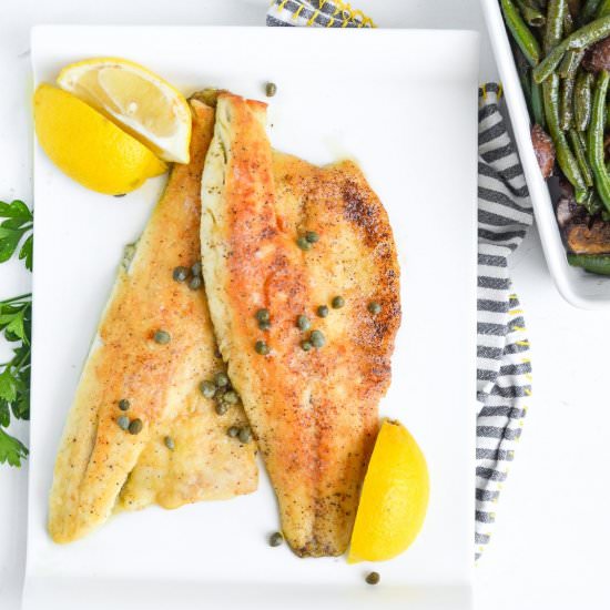 Sea Bass with Lemon Caper Sauce