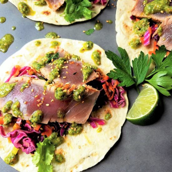 Marinated Ahi Tuna Tacos