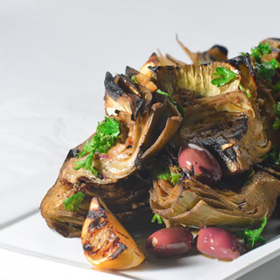 Grilled and Smothered Artichokes