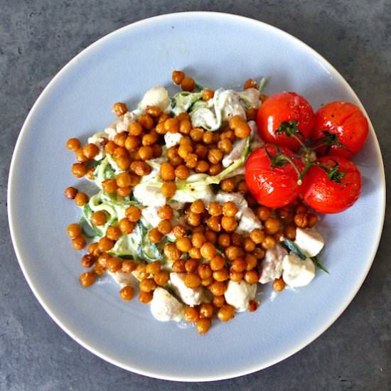 Zucchini ‘Pasta’ & Crispy Chickpeas