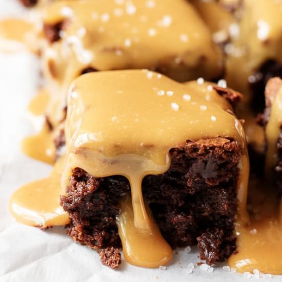 Brownies with Salted Caramel Sauce